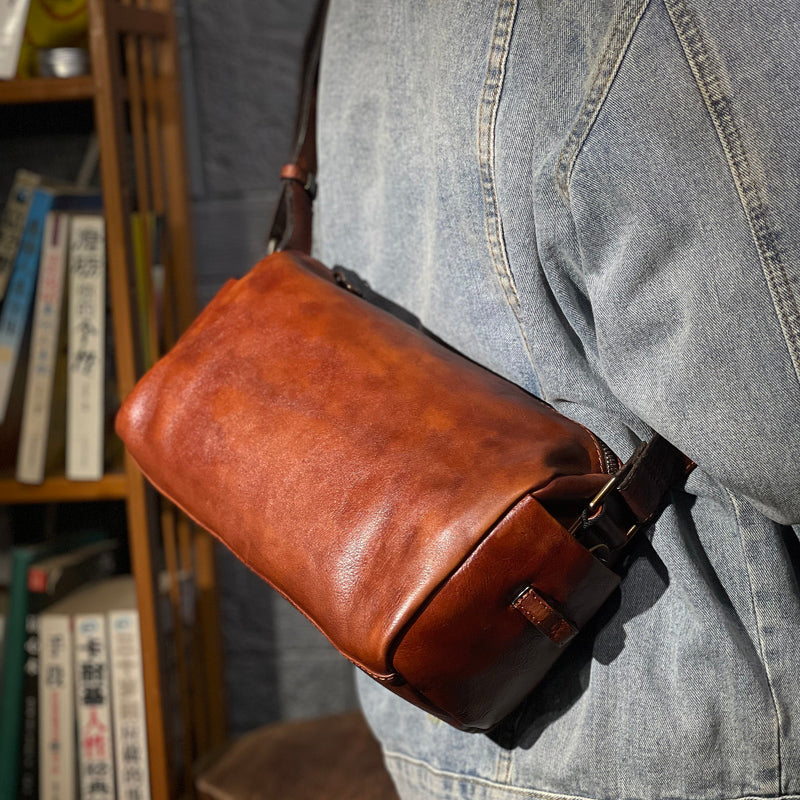 李記 | 原創手工真皮 | 牛革 橫款橢筒包 3930號