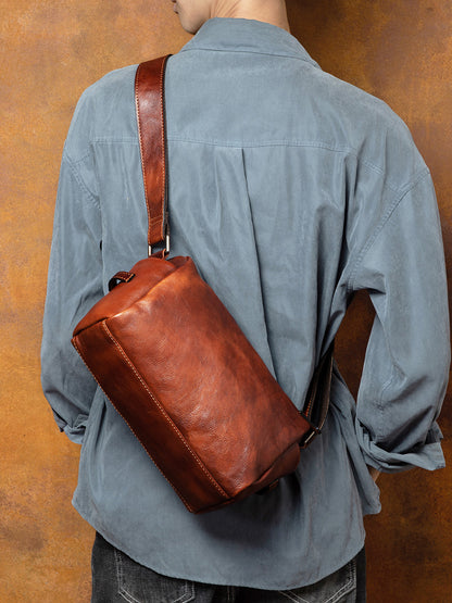 李記 | 原創手工真皮 | 牛革 橫款橢筒包 3930號