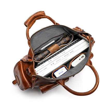 李記手工真皮 | 復古植鞣皮擦色真皮手提包 Y9051號